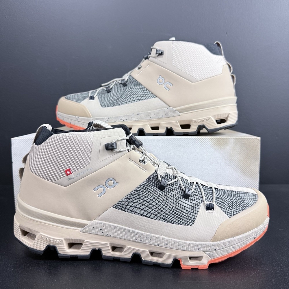On Running Cloudtrax Men's Size 8.5 Sensa‎ Sand Flame Hiking Mid Boot Shoes Tan